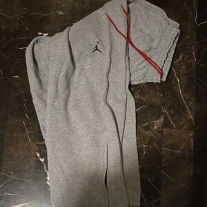 Jordan Gray Sweatpants with Red Accents